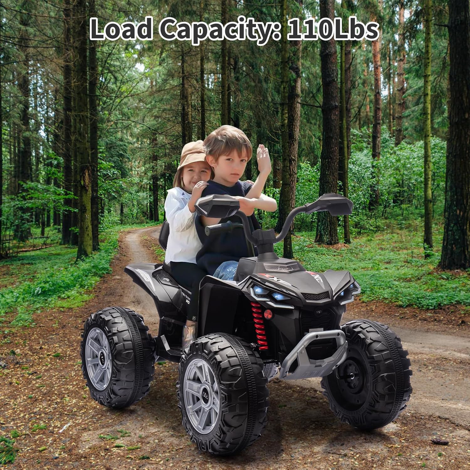 24V 2 Seater Electric ATV, Electric Car for Kids, Four-Wheeled Dirt Quad Car wit