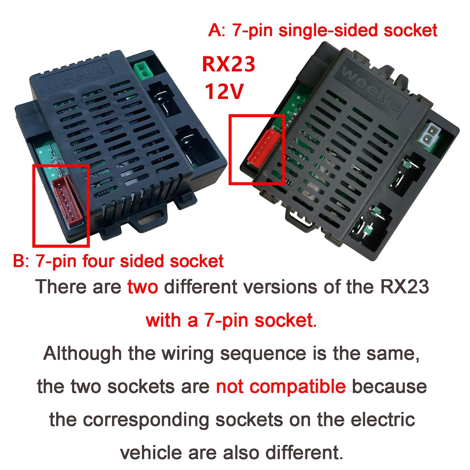 RX23 12V A,7Pin SingleSided Socket Control Box Receiver Accessories Children …