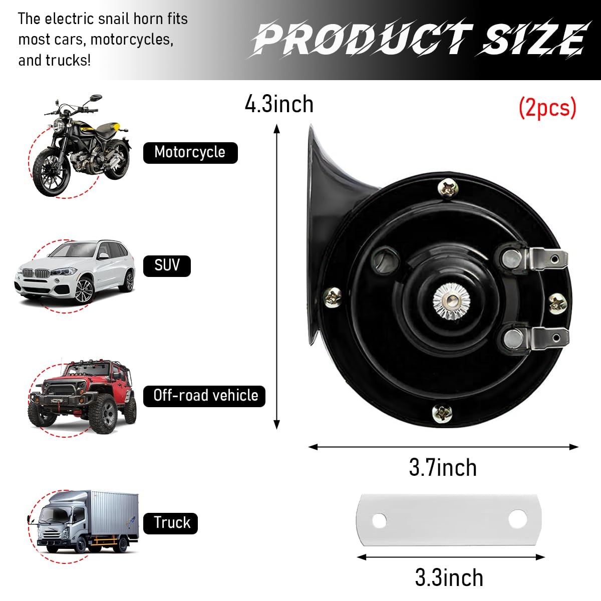2 PCS Loud Car Horn, 12V Waterproof Snail Electric Horn, 300DB High Tone Horn…