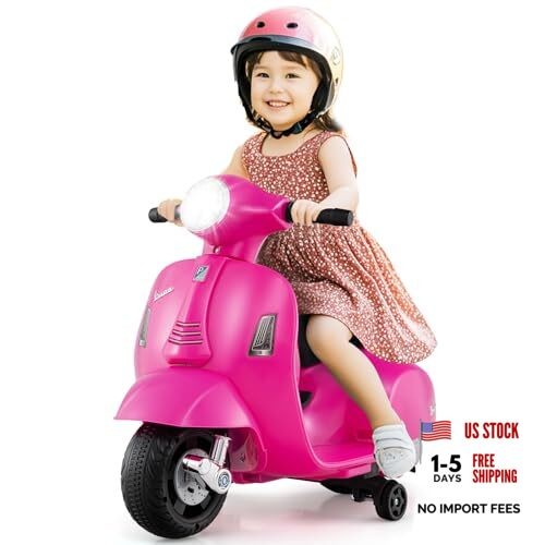 Licensed Vespa Kids Motorcycle by , 6V Battery Powered Motorbike for Pink