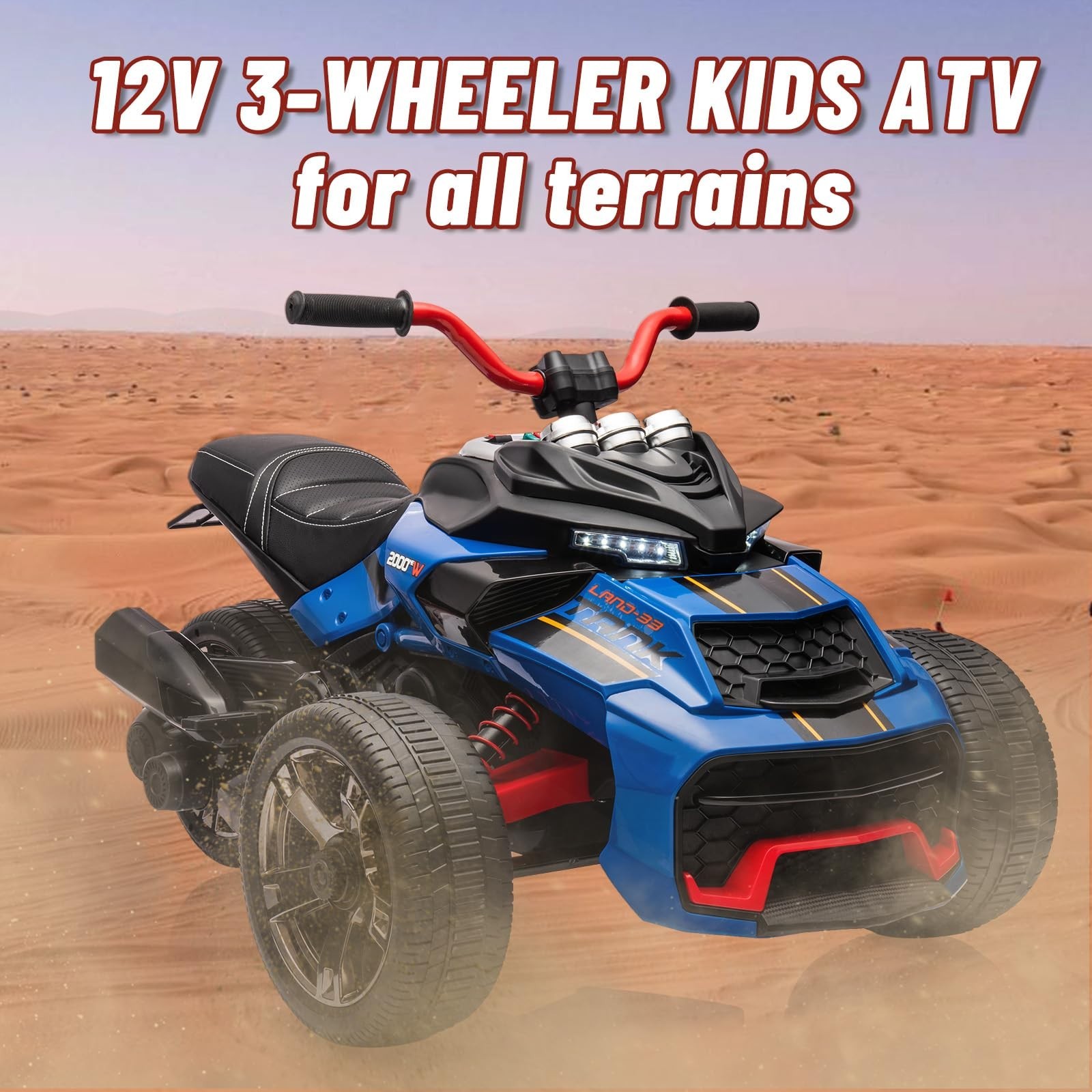 12V Kids Ride on ATV 4mph Electric Power Motorcycle Wheels ATV Track Car Speeds