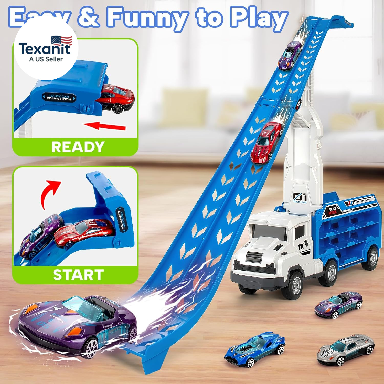 Truck Car Toys for 3, 4, 5, 6 Years Old Boys Girls, 25 in Race Track Truck Toys,