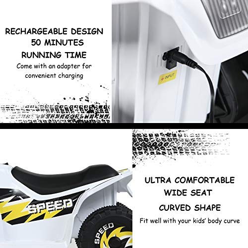 Costzon Kids 6V Battery Powered Electric ATV Ride On Quad White