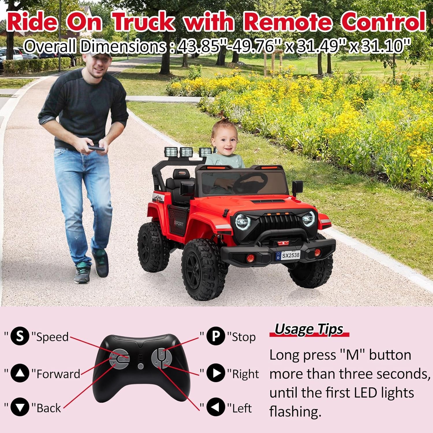 24V Powered Battery Truck 2 Seater Kids Ride On Car w/ Parent Remote Control