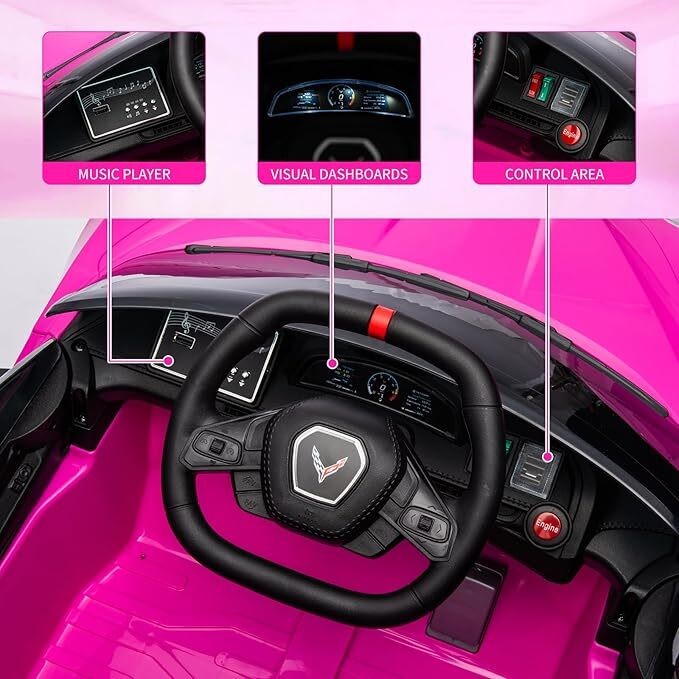 12V Battery Powered Car for Kids Licensed Corvettes Toddles Music LED Lights