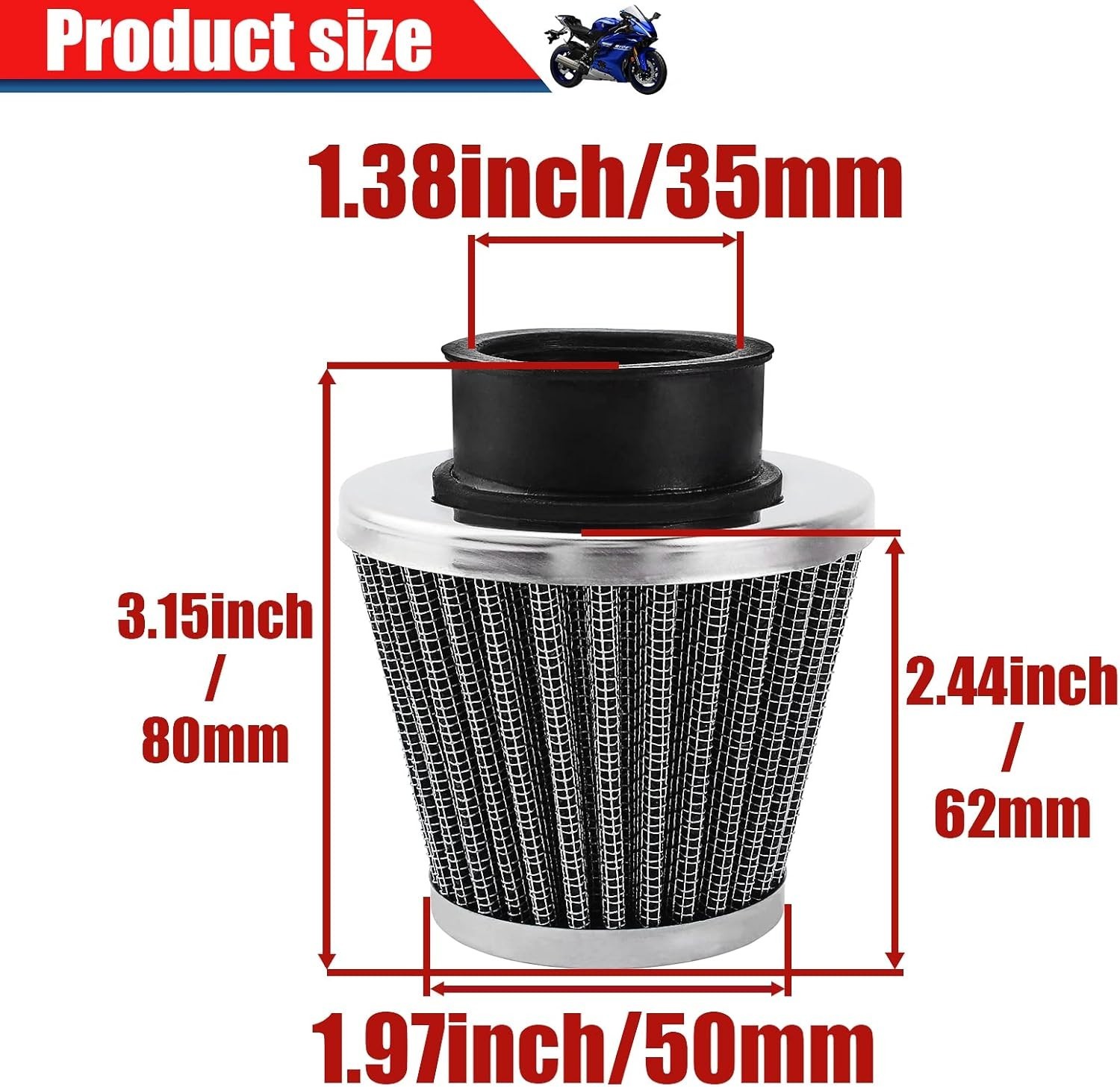2-Pack Universal 35mm Filters for Dirt Bikes, Scooters, and ATVs – Enhance Power