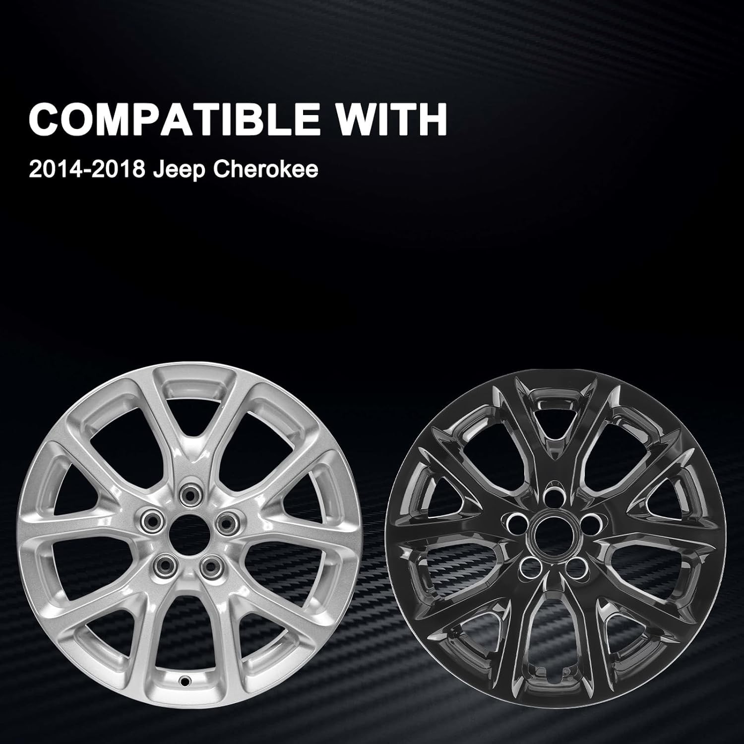Wheel Skins comeptible with Jeep Cherokee 2014-2018 ; Set of 4 Pack;Glossy Bl…