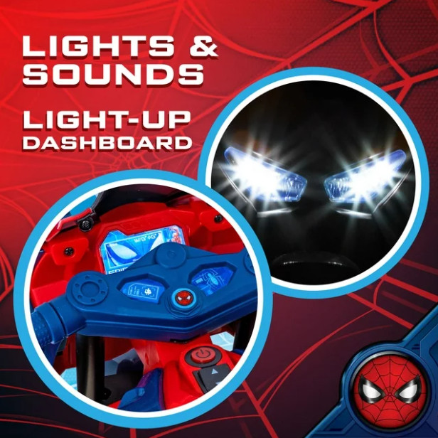 Kids Motorcycle Ride On Spiderman Design 6V Rechargeable Battery Ideal Gift NEW