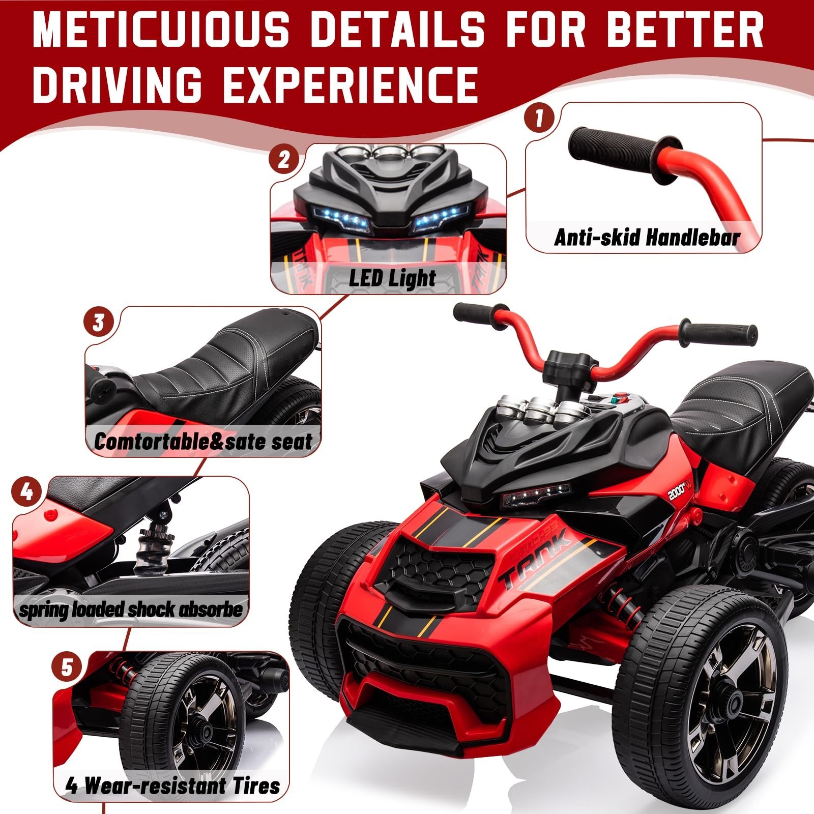 12V 3 Wheeler Ride On ATV Off-Road Motorcycle Battery Powered Electric Vehicle