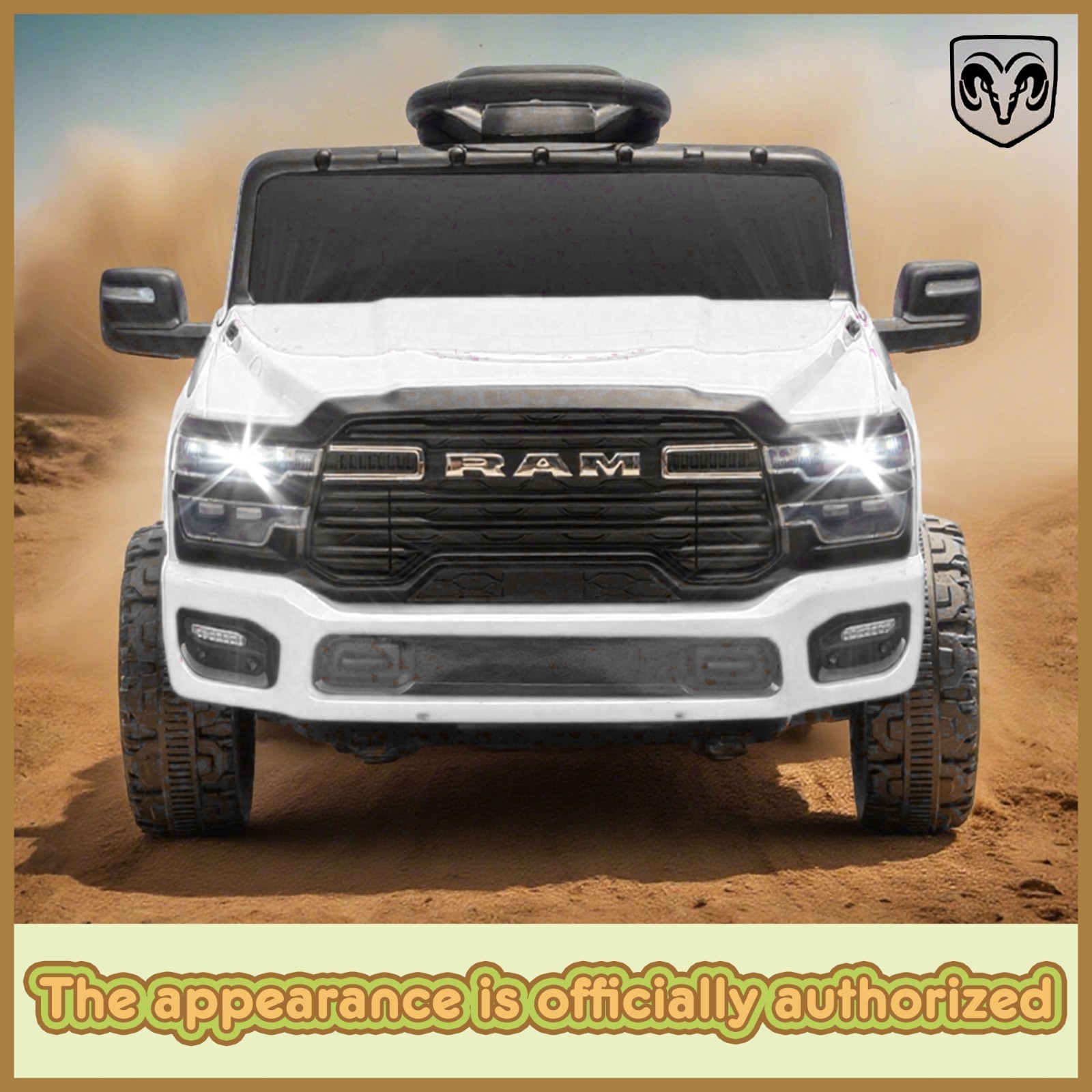 12V Kids Ride on Car Electric Toy,Toddler Licensed RAM 3500 Truck w/Remote,White