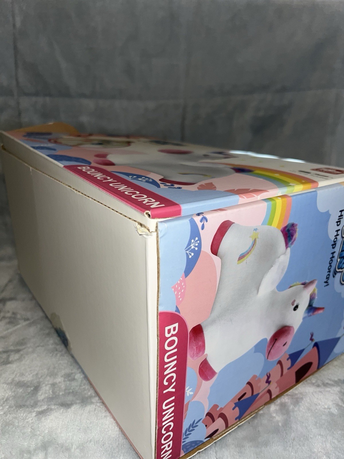 Bouncy Pals Unicorn Ultra-Soft Plush Inflatable Ride-On Toy with Pump