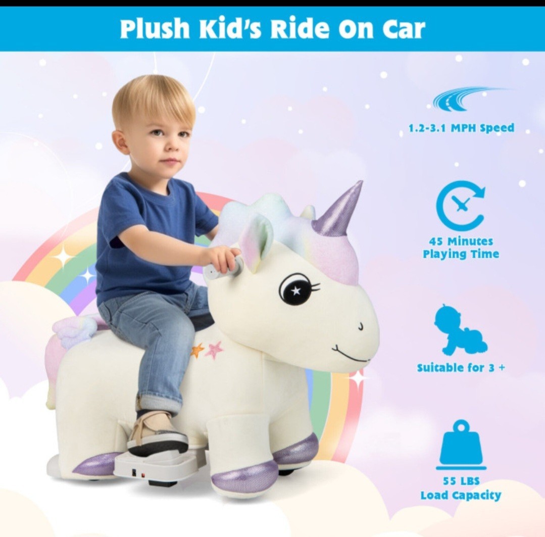Ride on Toys, 6V Electric Battery Powered Electric Ride on Unicorn with Musi…