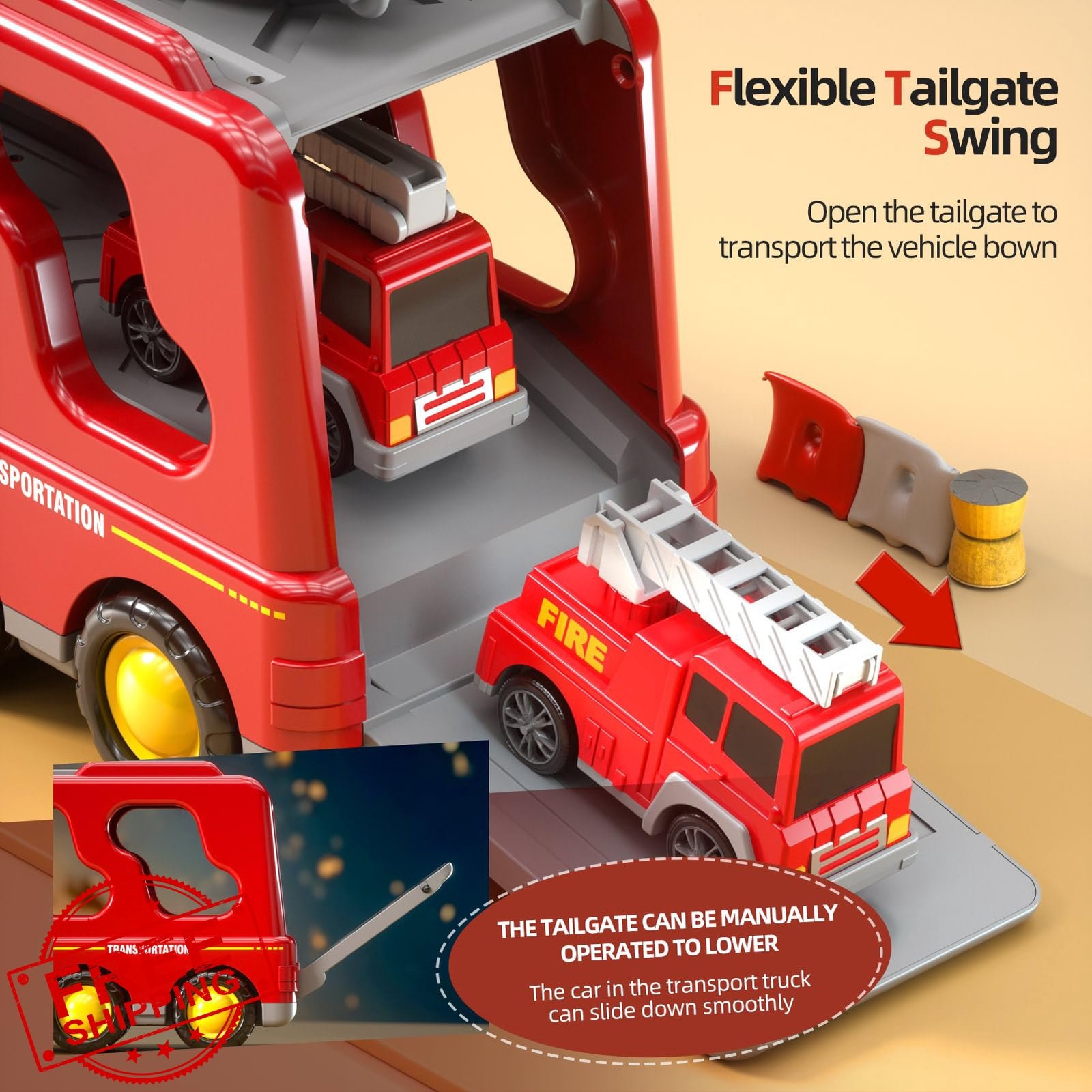 Beby Buty 5 in 1 Fire Truck Toys Boys 3-6Y