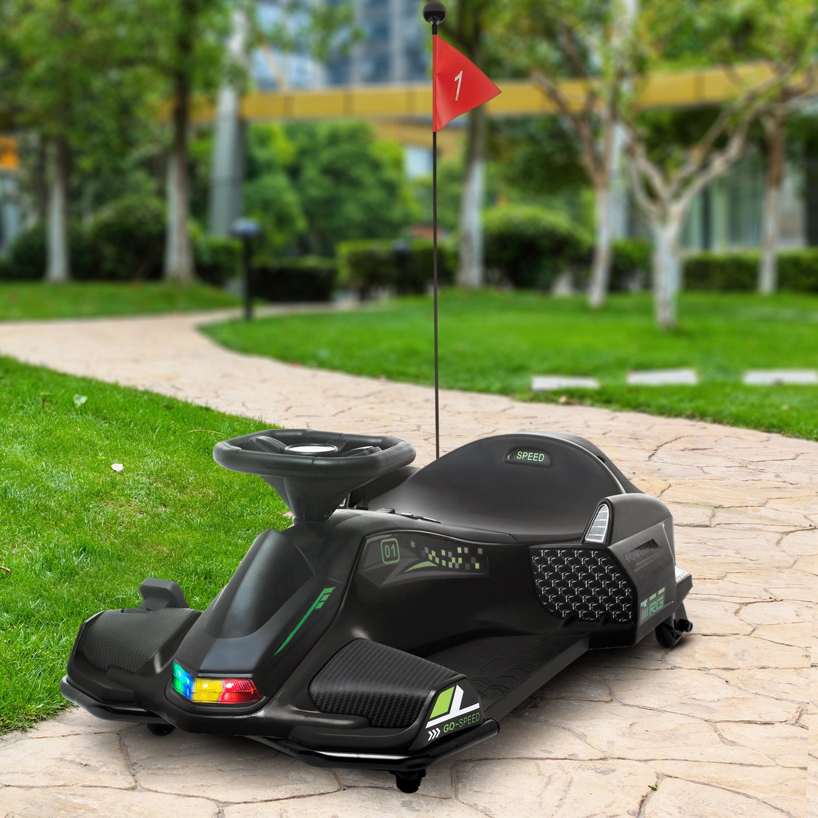 12V Electric Drifting Go Kart w/ Slow Start, Music, Lights, Pink