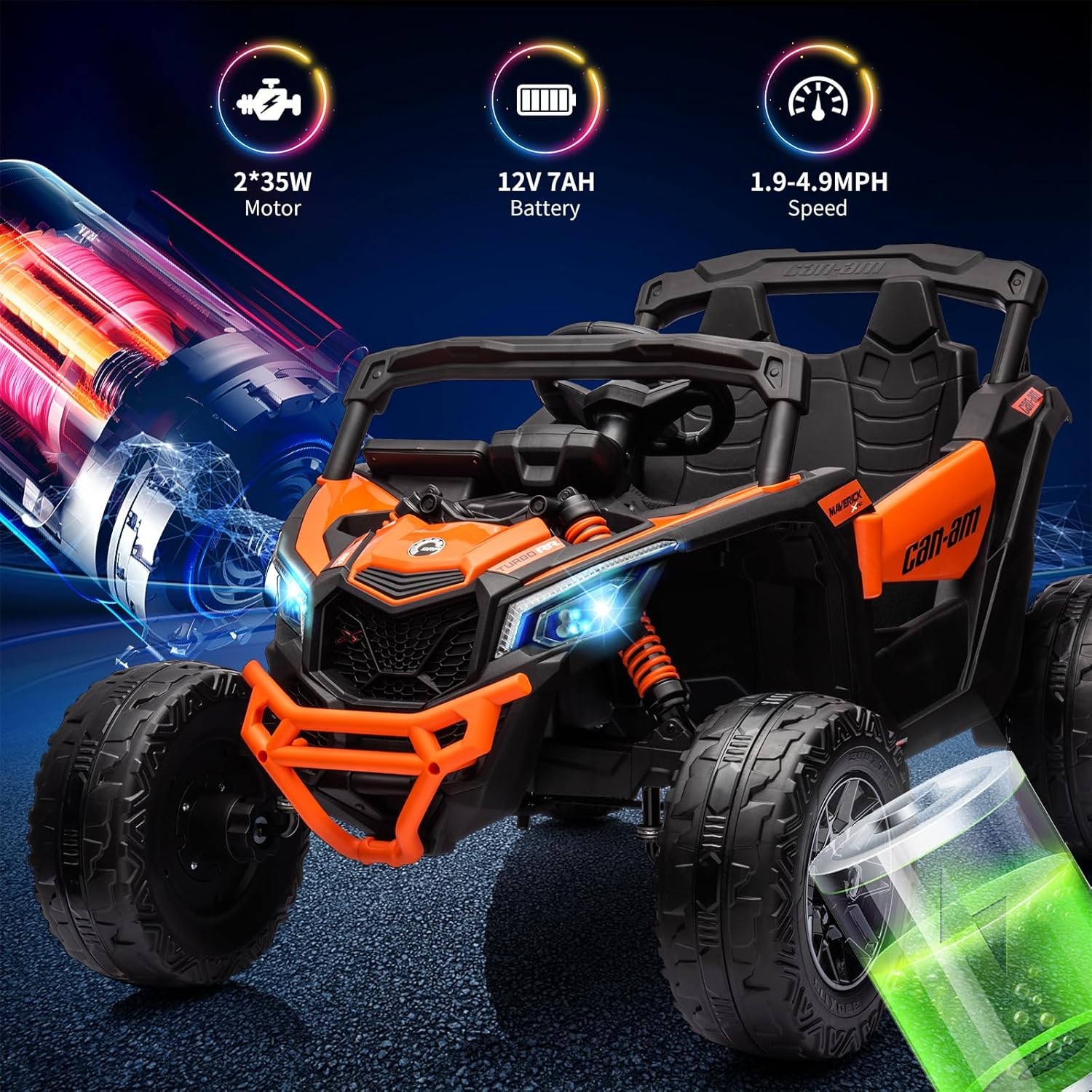 12V Ride on UTV Car,Licensed Can-Am Electric Kids Ride On Truck w/Remote Control