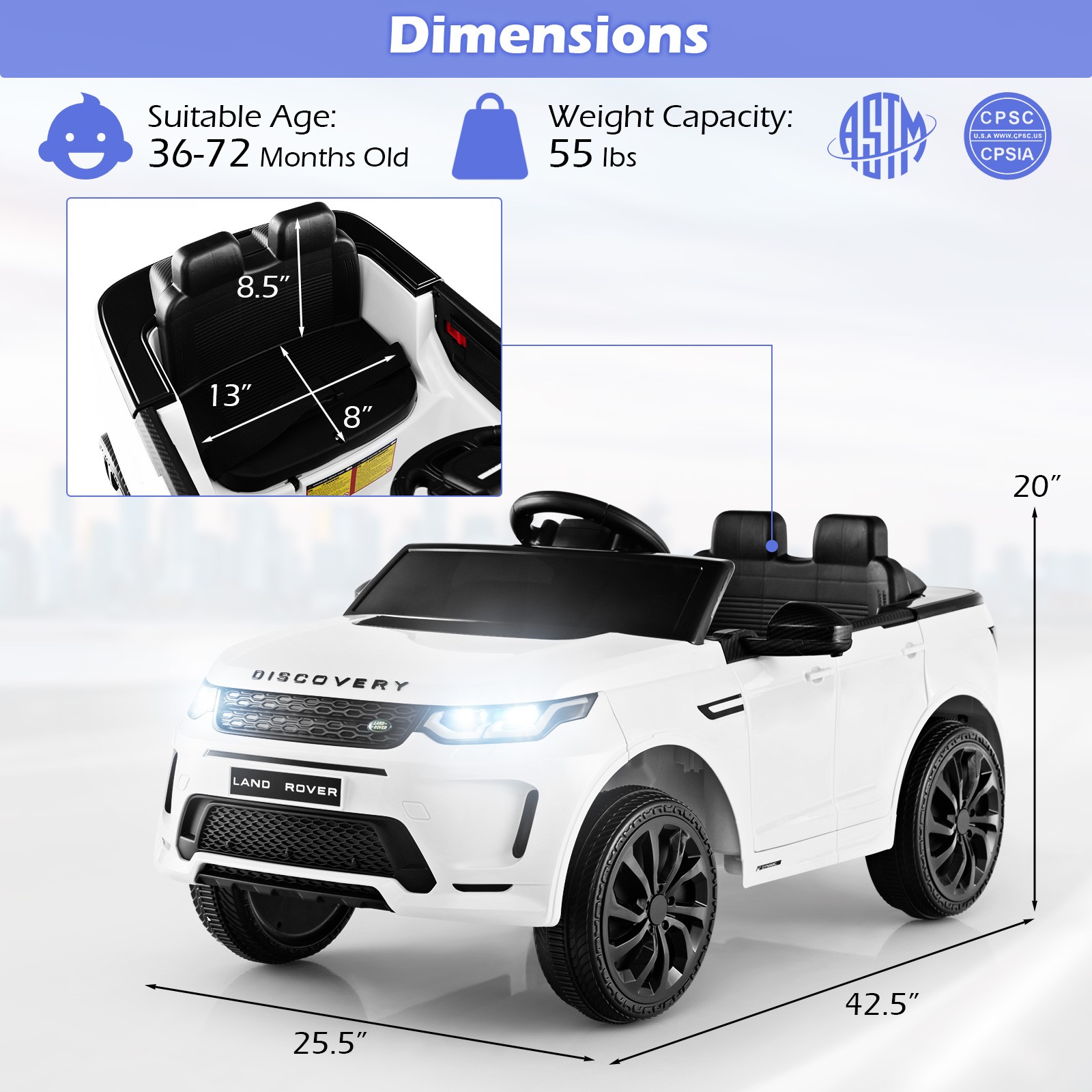 12V Kids Ride On Car Licensed Land Rover Electric Vehicle w/ Remote Control