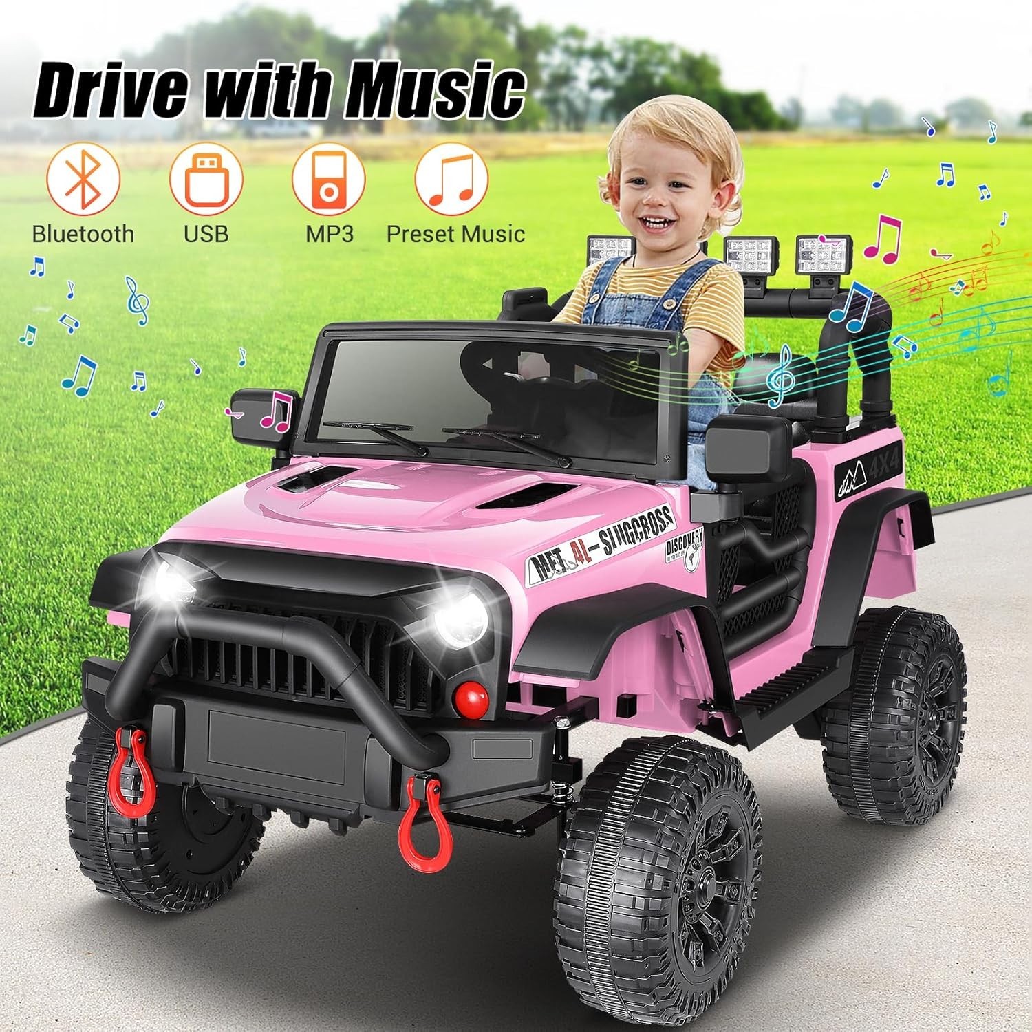 Kids Ride On Car Trucks 12/24V Electric Toy+Music LED Light Remote Control Gift-