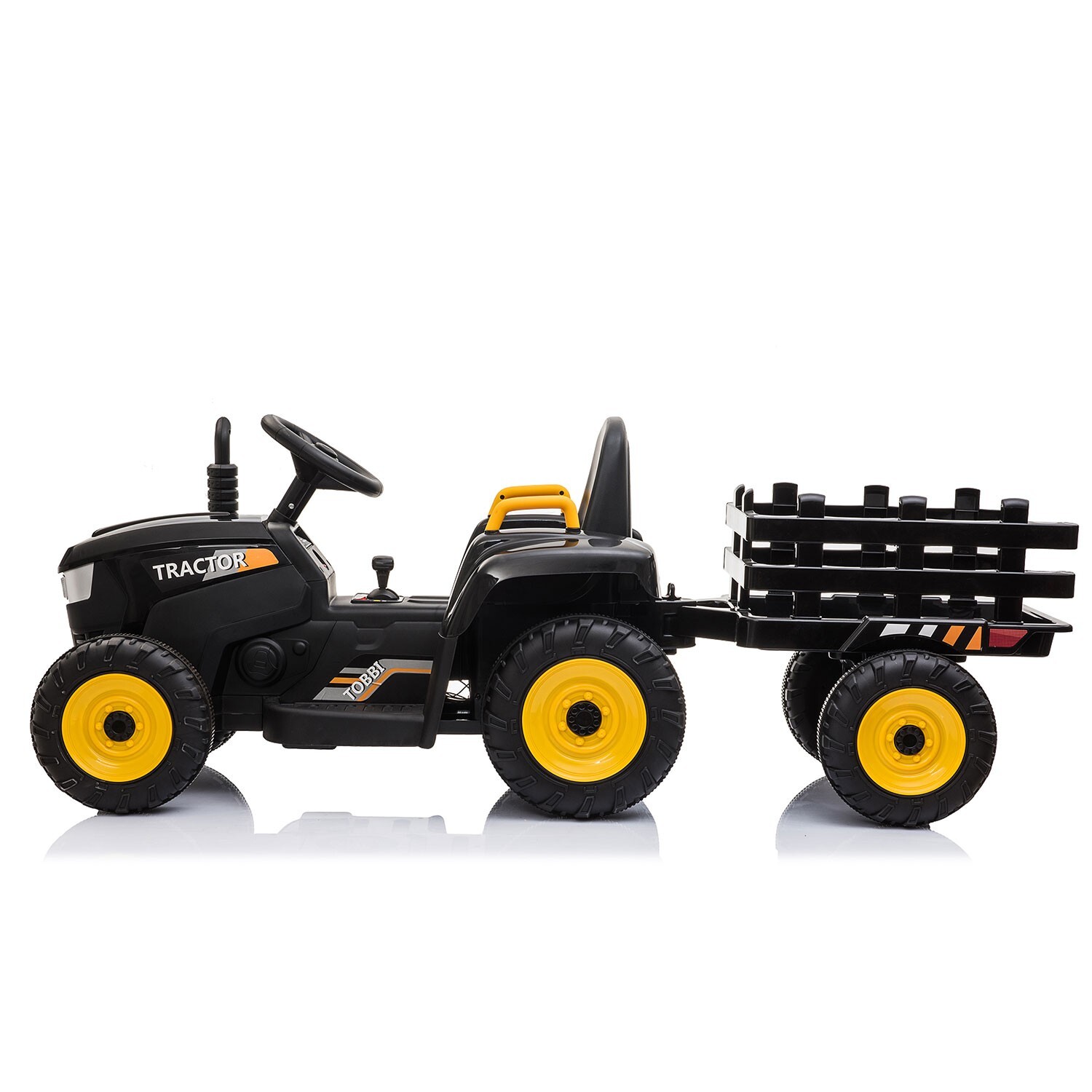 TOBBI 12V Kids Ride On Car Electric Tractor Battery Powered Toy Car w/ Trailer