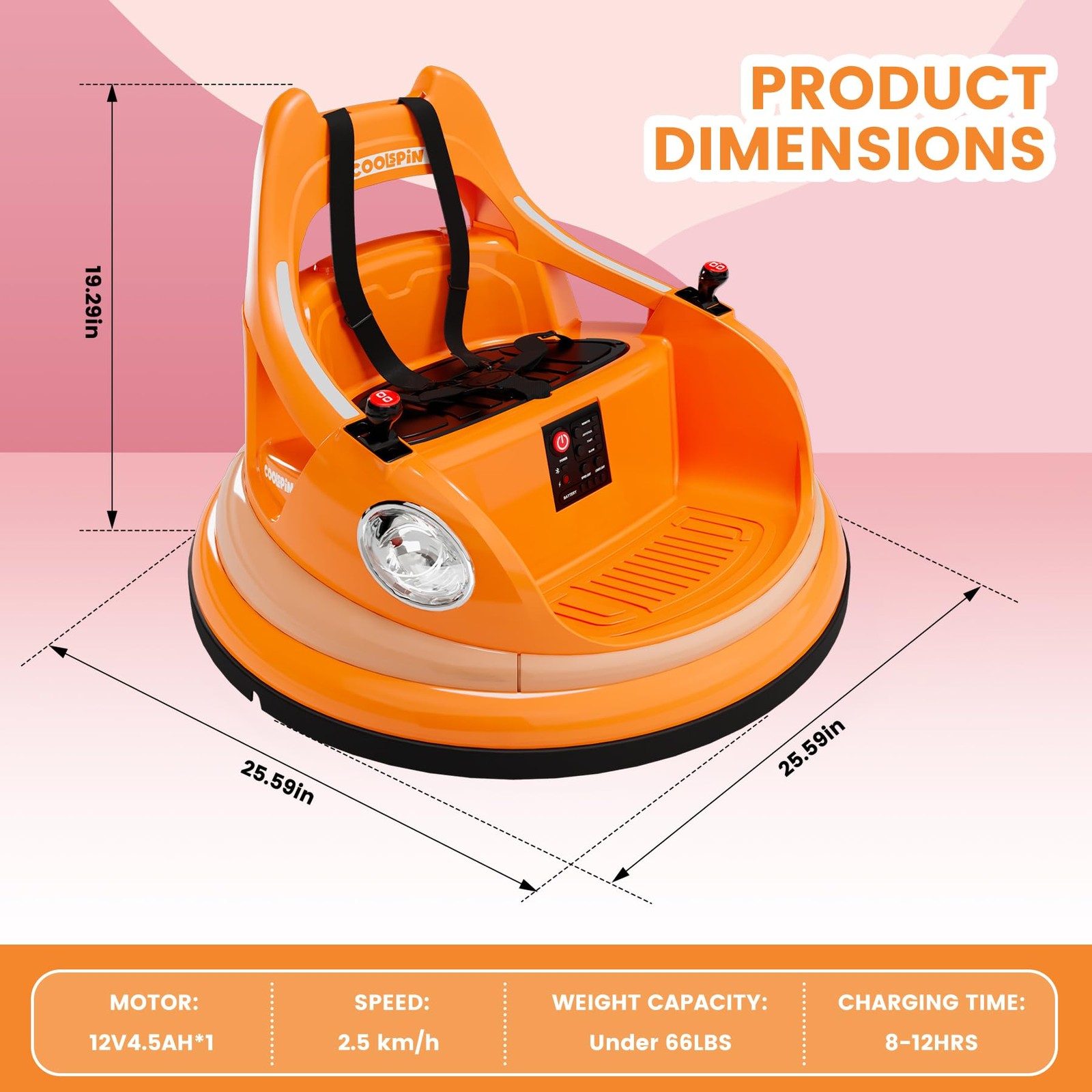Kids Bumper Car, 12V Electric Ride On Bumper Car for Kids, 360° Spin Toddler Bum