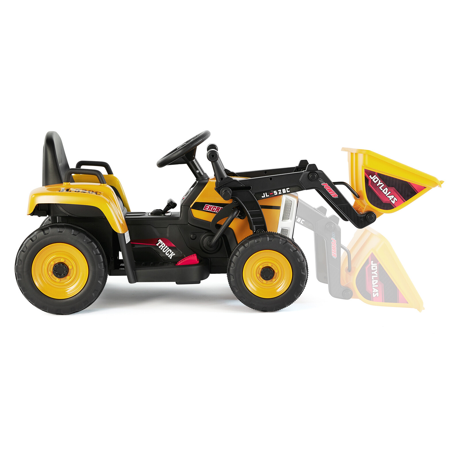 12V Battery Kids Ride On Excavator Digger Car with 3 Speed,Music,Remote Yellow