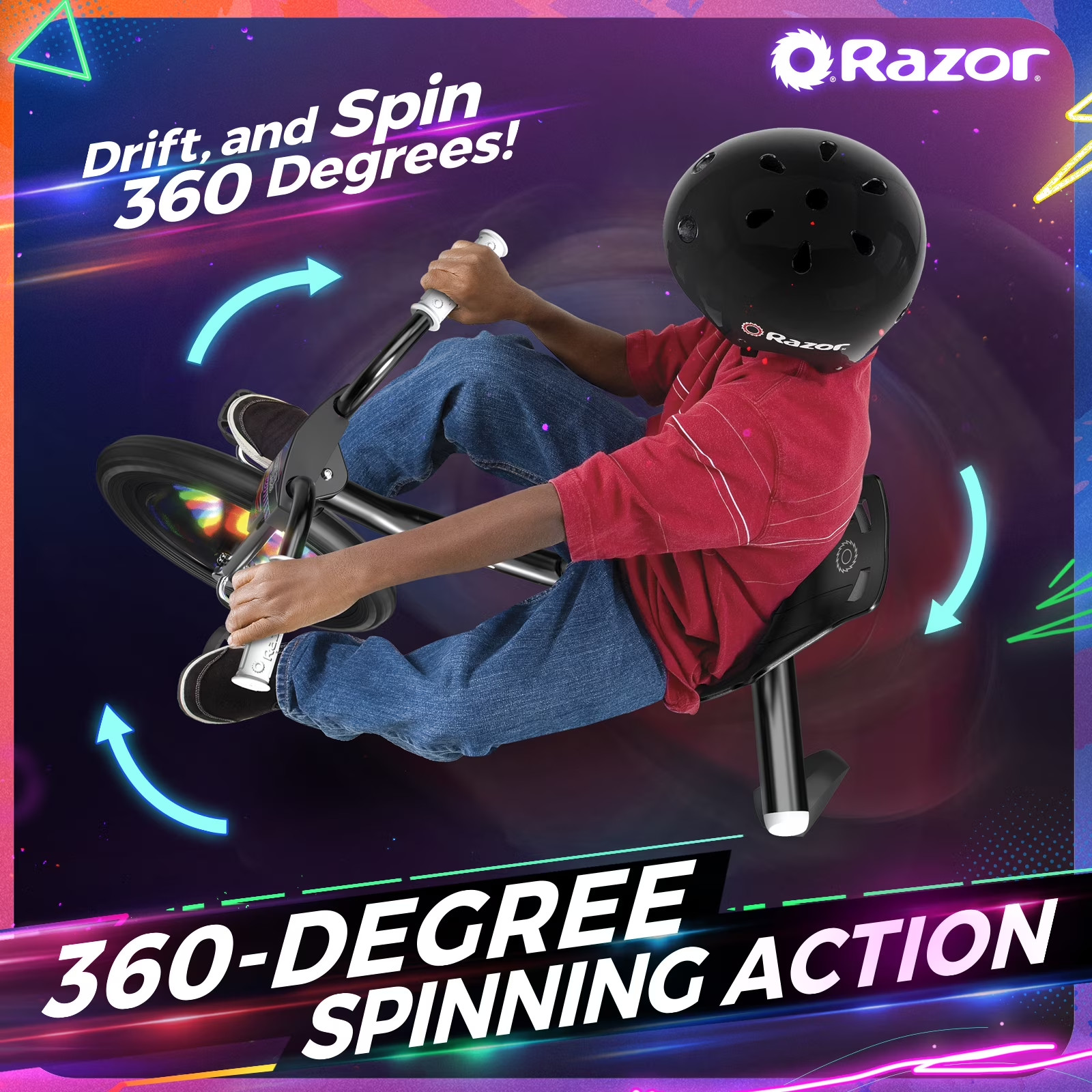Kids Ride On Toy 3 Wheeled Drift Trike Bicycle LED Lights 360 Degree Spinning