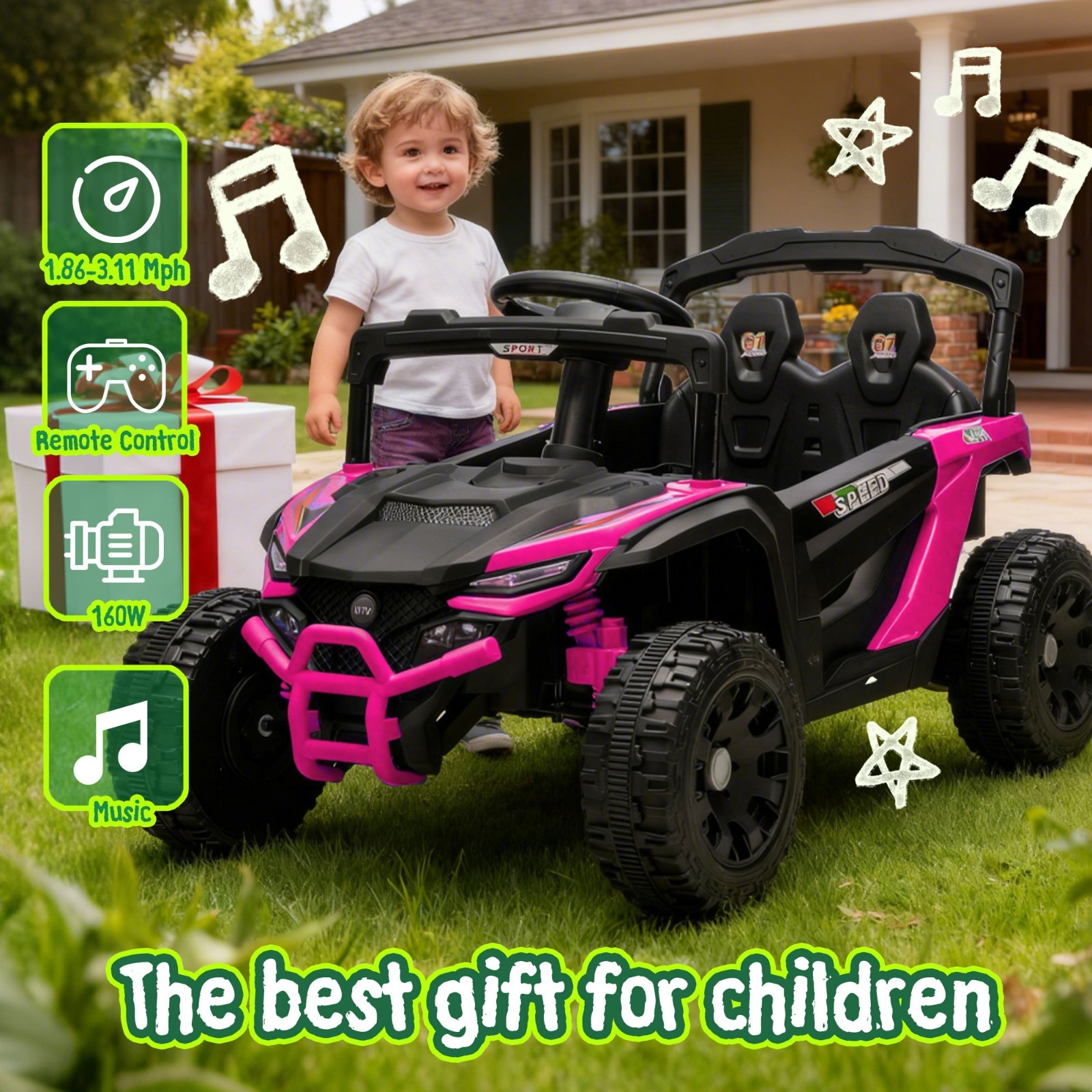 24V Kids ride on UTV W/ 2.4G PC,80W*2,Four-wheel suspension for Kids Aged 3-5