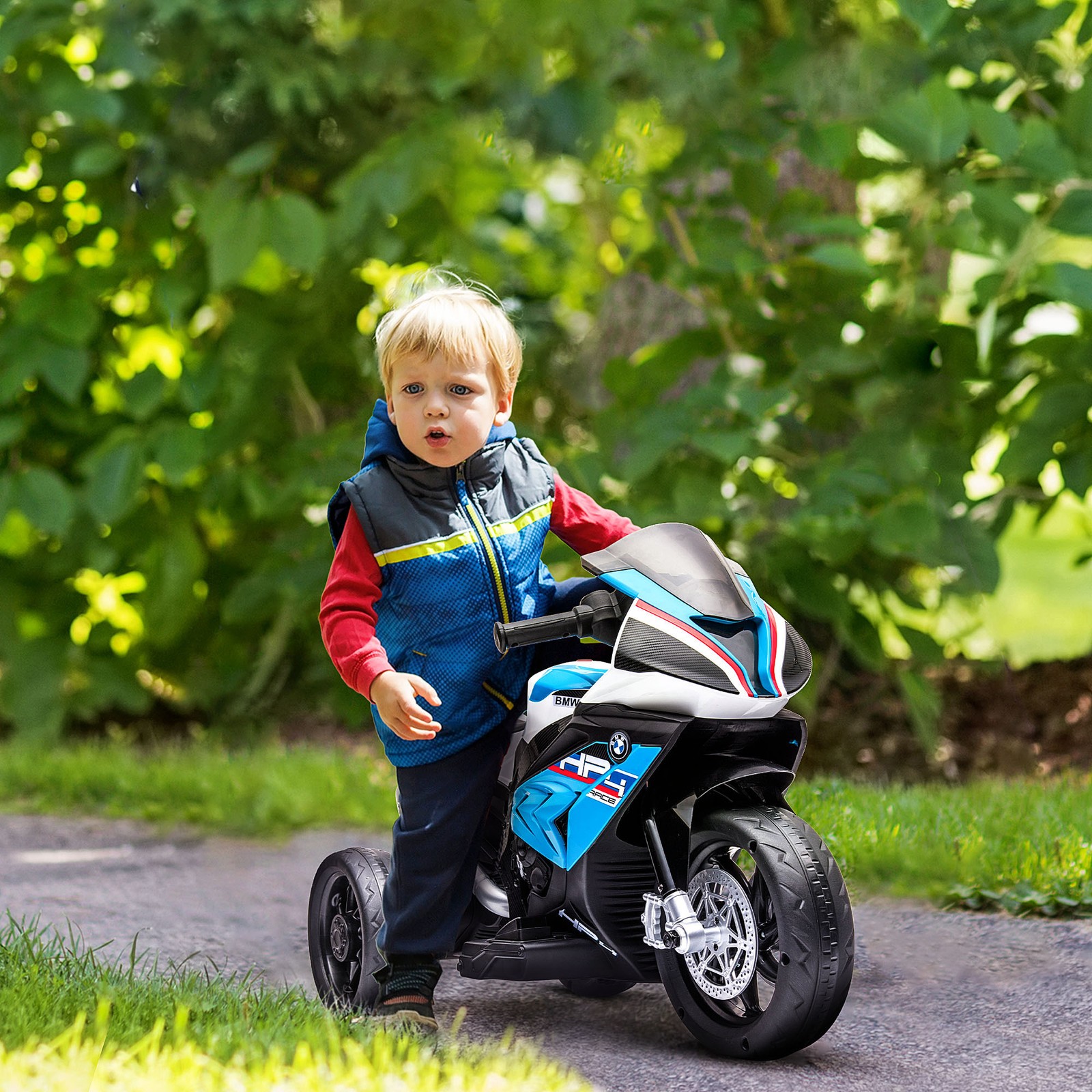 Off-Road Kids Motorcycle Ride-on Toy for Toddlers & Ages 1.5 to 5, Electric Blue