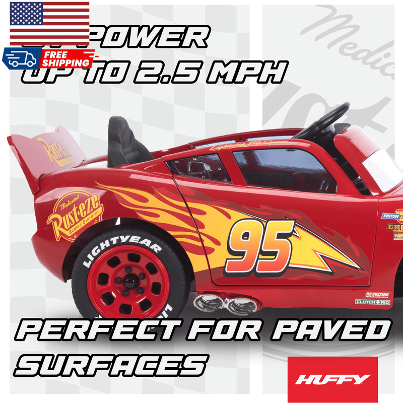 Huffy 6V Disney Pixar Lightning McQueen Ride-On Toy Kids Ages 3-7 Red