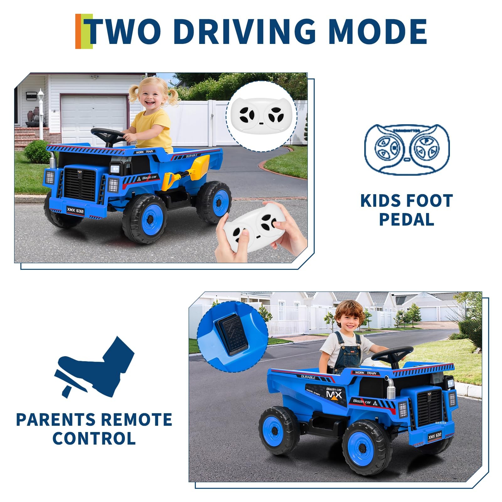 Garvee 12V Ride On Dump Truck for Kids, Ride On Car with Remote Control