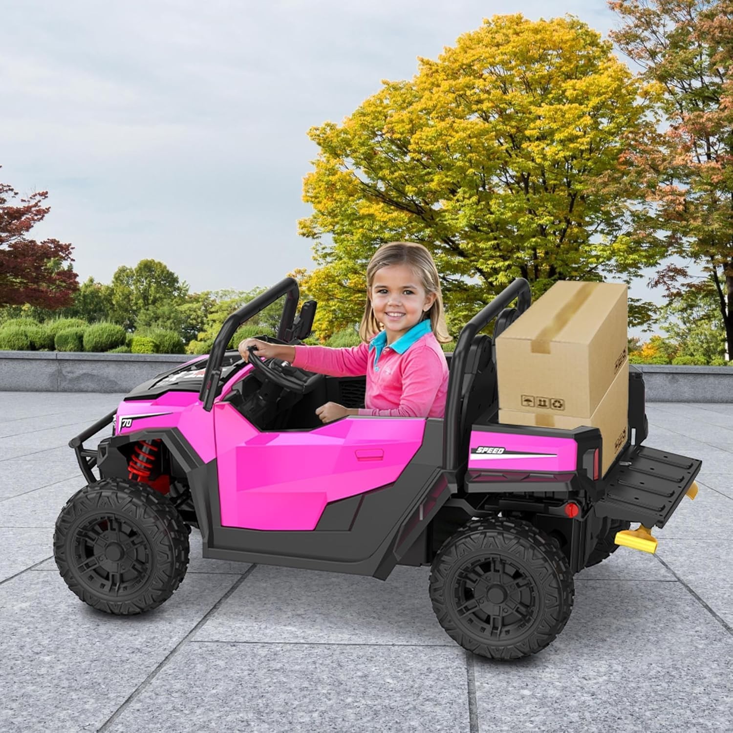 24V Ride On Truck for Kids w/ Remote, 4WD, LED Lights,Bluetooth,Dump Bed,2 Seats
