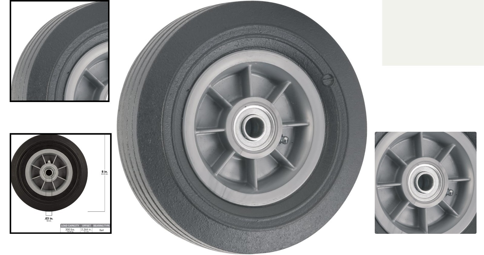 Versatile 8 Inch Replacement Wheel with Strong Flat Proof Design – Gray/Black