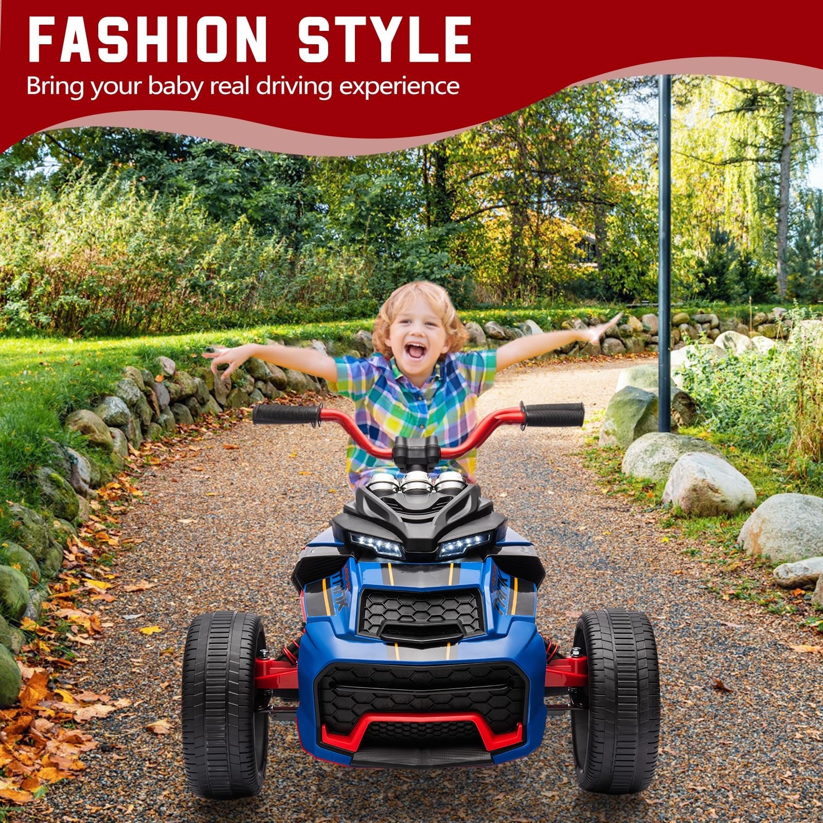 12V Kids Ride on ATV 4mph Electric Power Motorcycle Wheels ATV Track Car Speeds