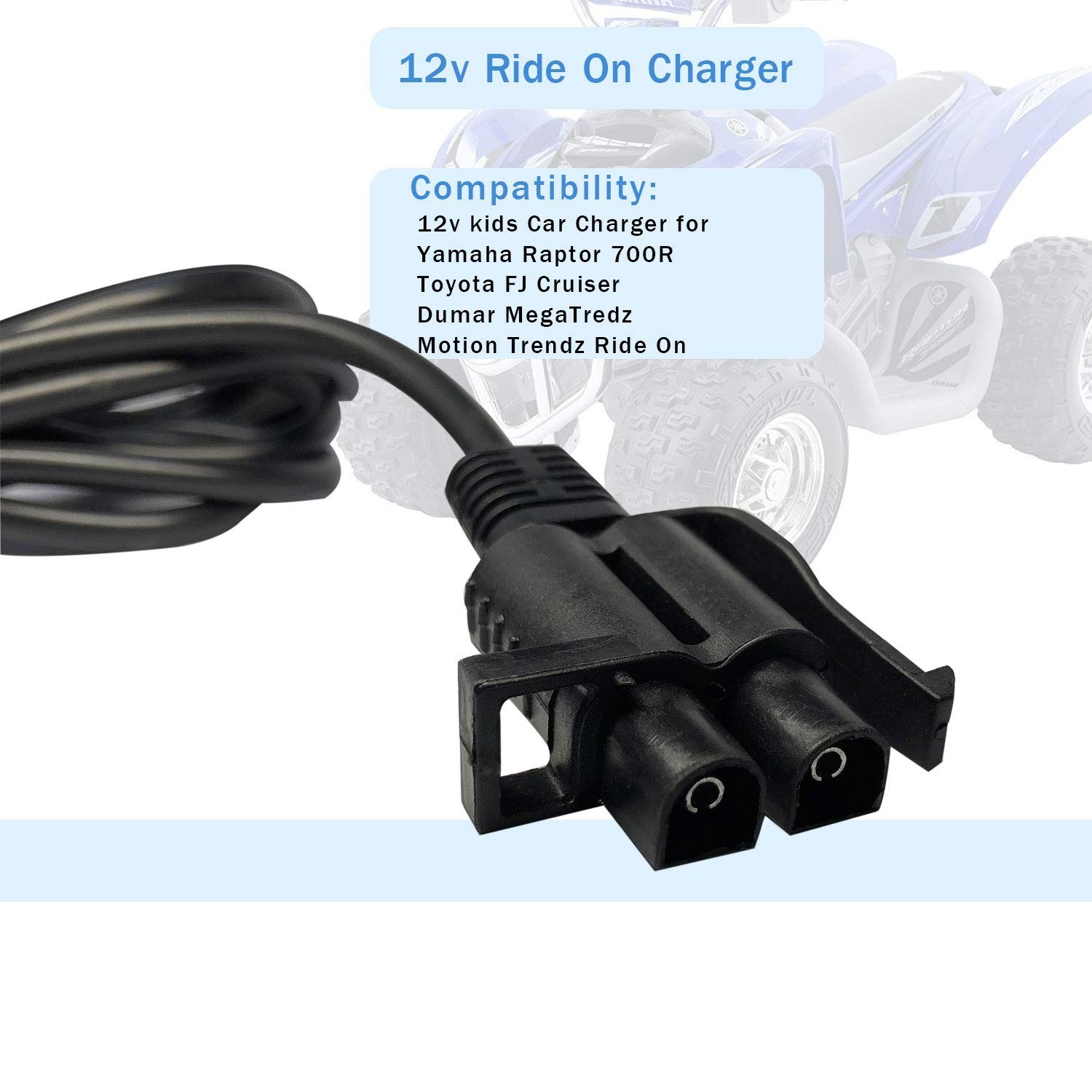 12V Charger for Kids Ride-On Cars, Yamaha Raptor, Toyota FJ Cruiser, Electric To