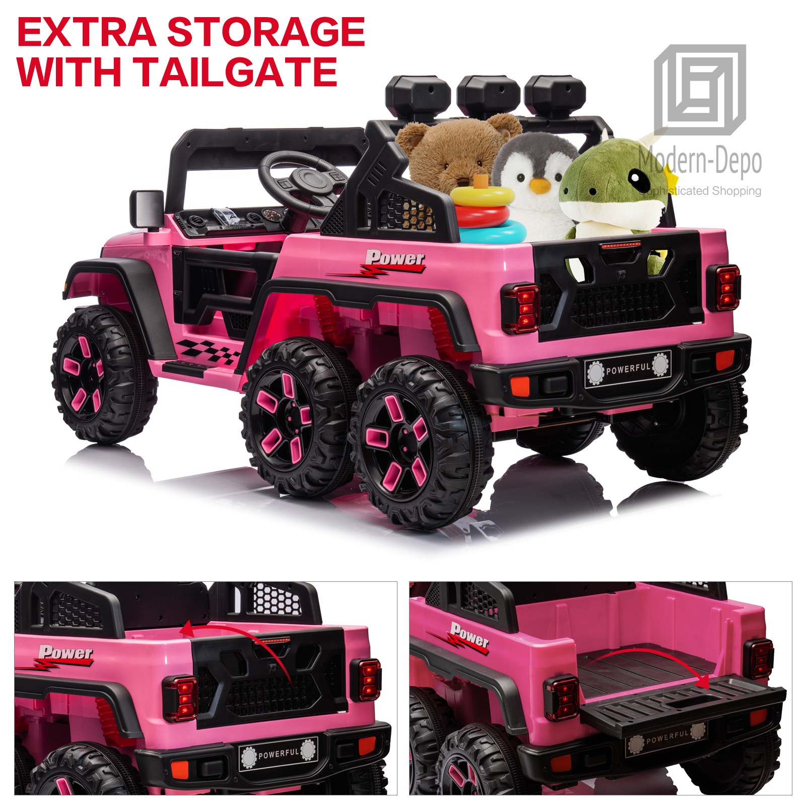 12V Kids Ride On Car Electric Truck w/ Remote Control DIY Stickers 6 Wheels Toy