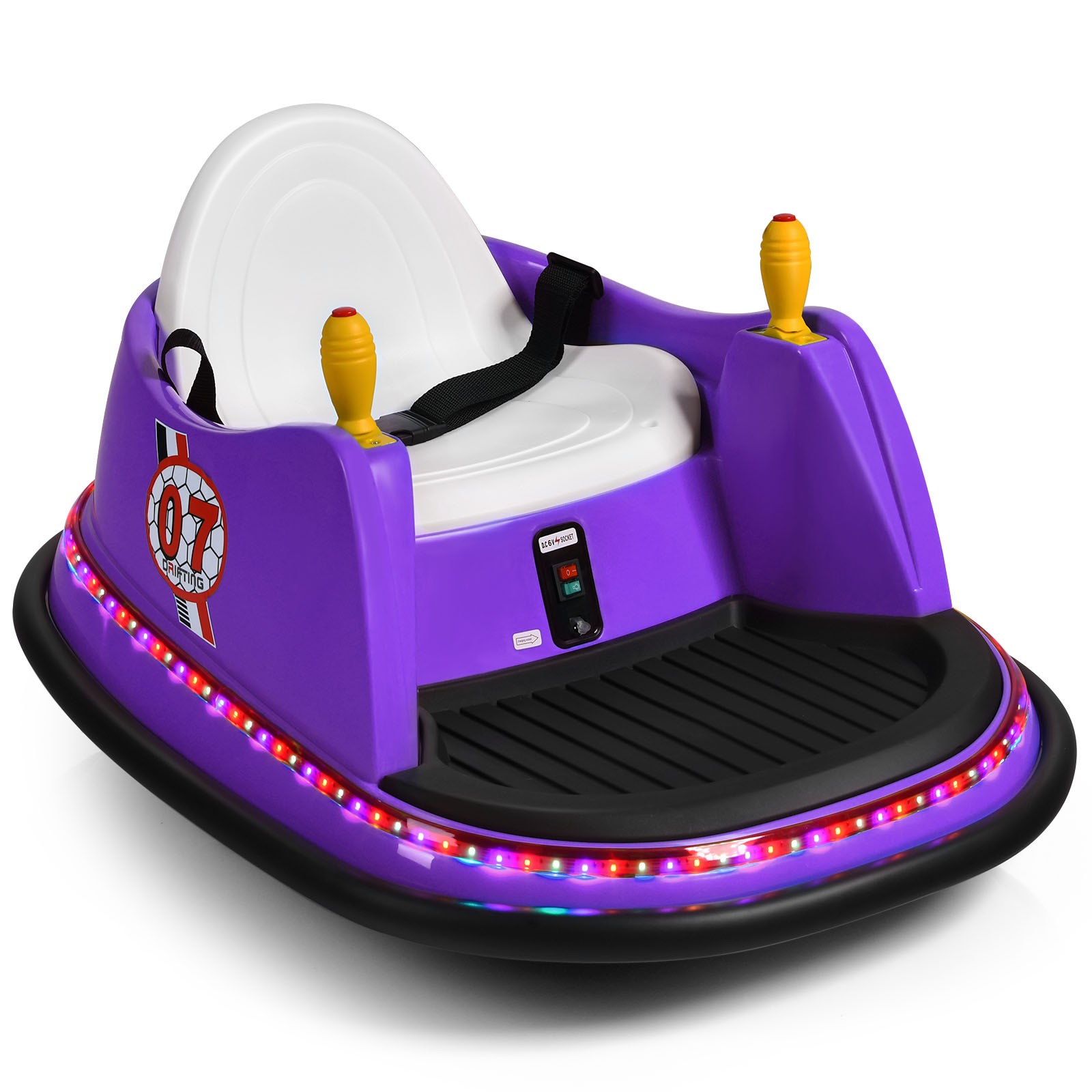6V Kids Ride On Bumper Car Vehicle 360° Spin Race Toy w/ Remote Control Purple