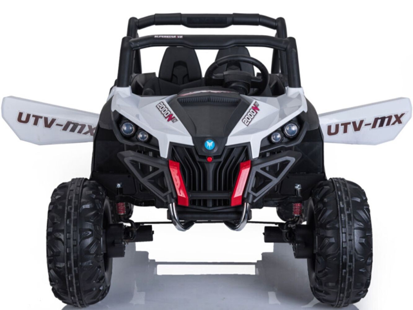 Mini MotoTec UTV 4×4 12v White (2.4ghz RC) Two Seater Electric -Ride On Toddler✅