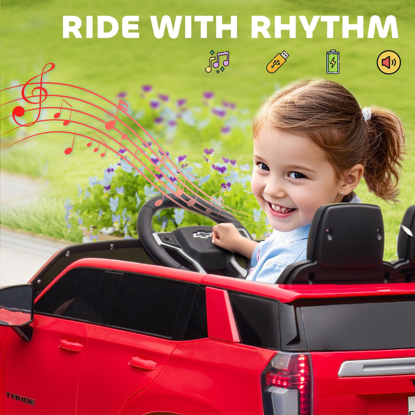 Single Seat Kids Car 12V, Remote Direction Control, 49.2ft Range Red
