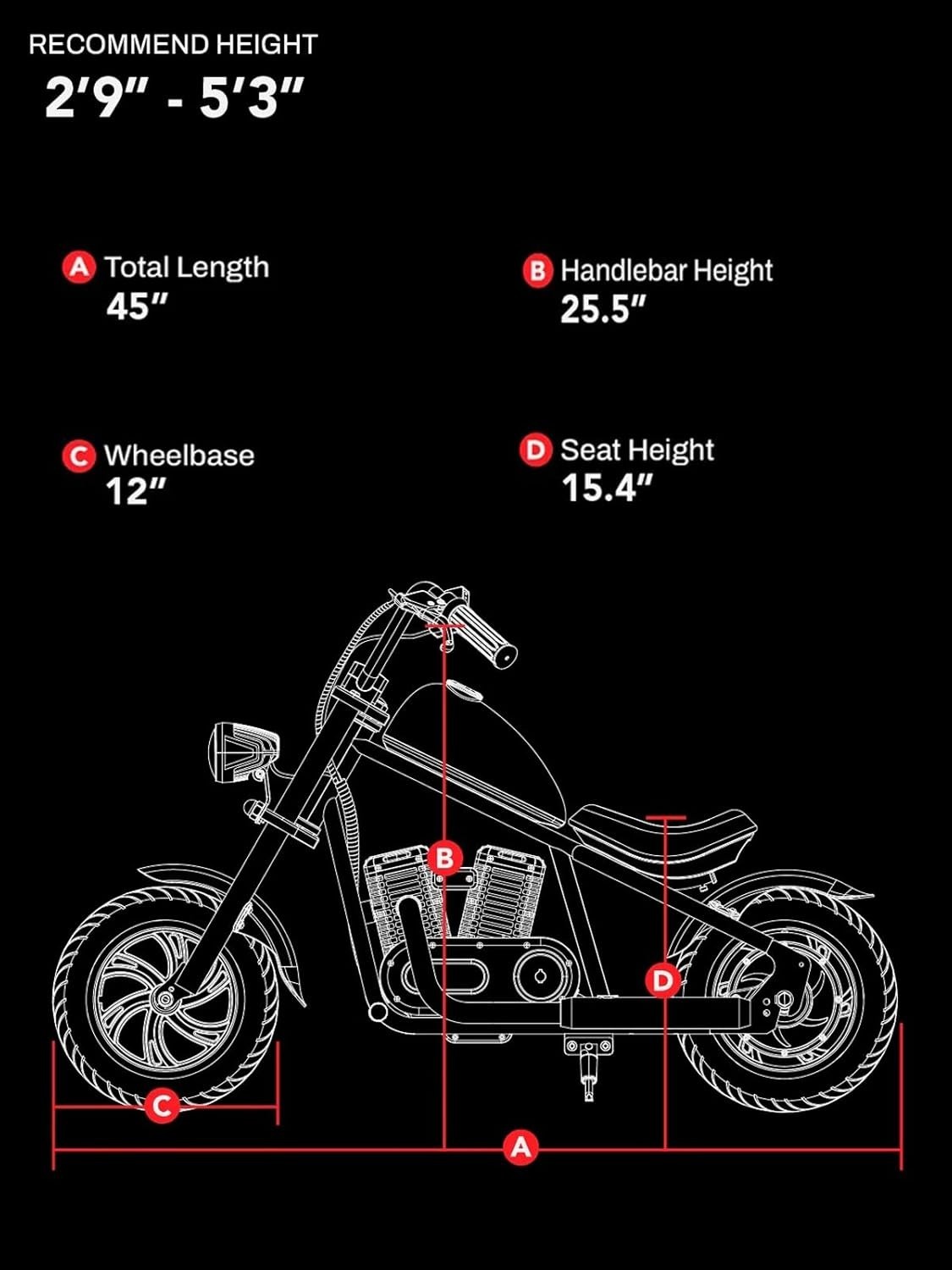 HYPER GOGO Cruiser 12 Plus Electric Motorbike Motorcycle for Kids 6 Years + USA