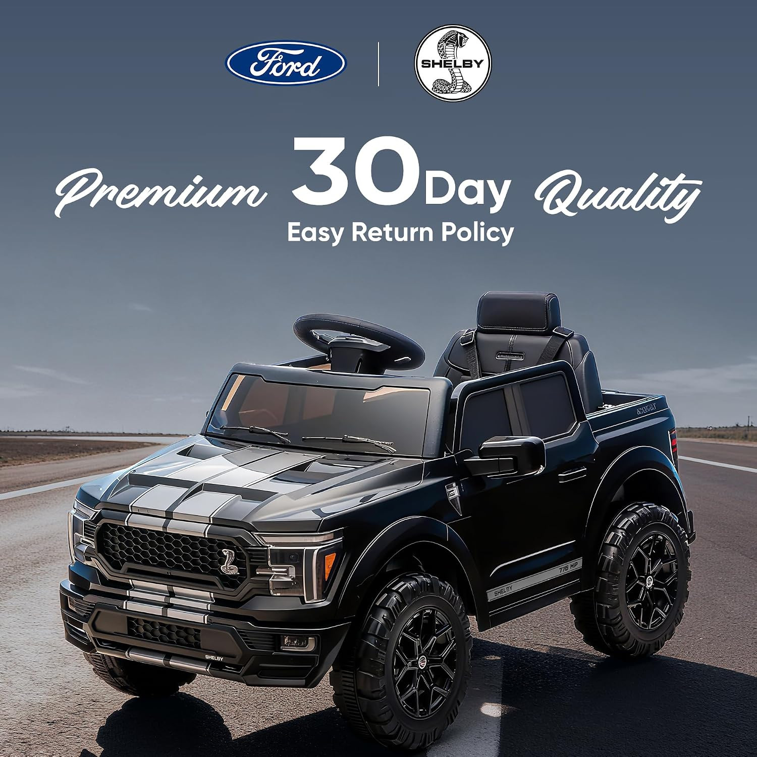 Hikiddo Licensed Ford Shelby F-150 24V Kids Ride on Toy, Electric Car for Kids w