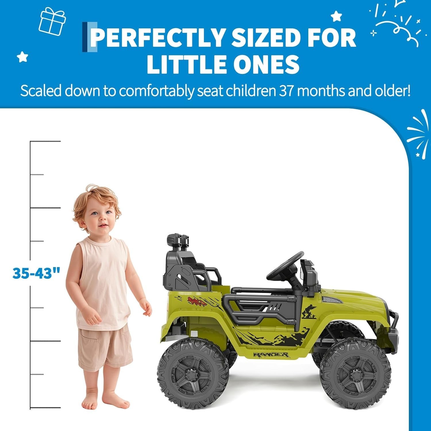 Electric Ride-On Truck Car for Kids with Bluetooth