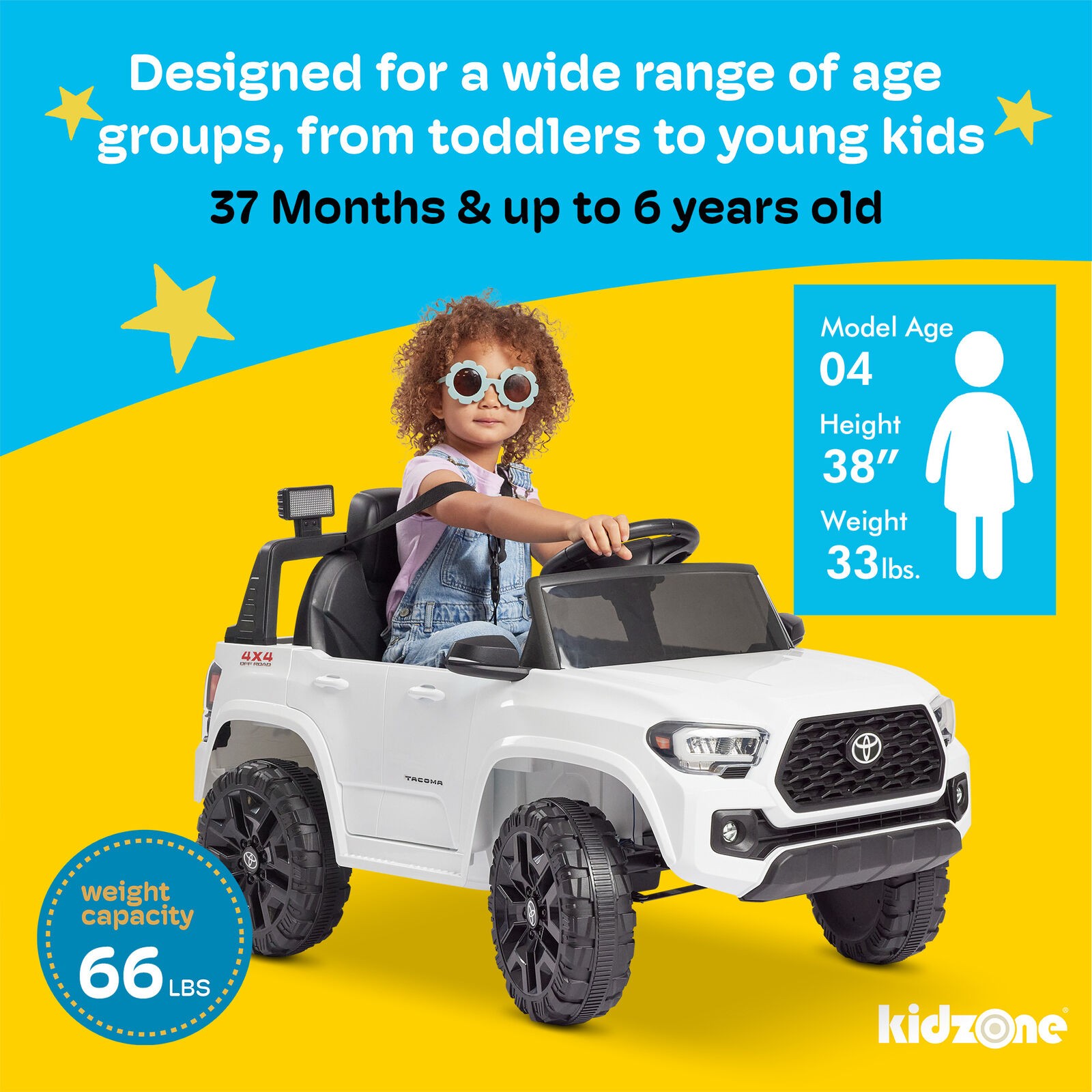 Kidzone 12V Ride-On Truck, Battery Powered Car for Kids – 7 Colors