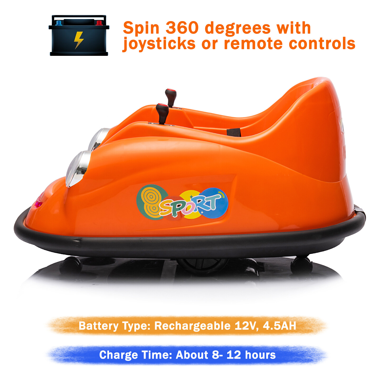 12V Kids Ride on Bumper Car 360° Spinning Electric Remote Toy w/LED Light& Music