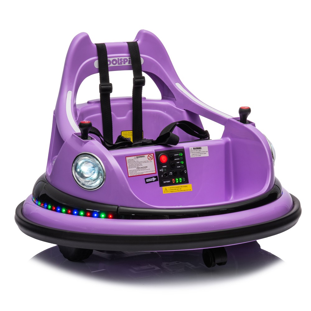 12V Ride On Bumper Car Electric Car 2-5 Years LED Bluetooth 360 Degree Spin Belt