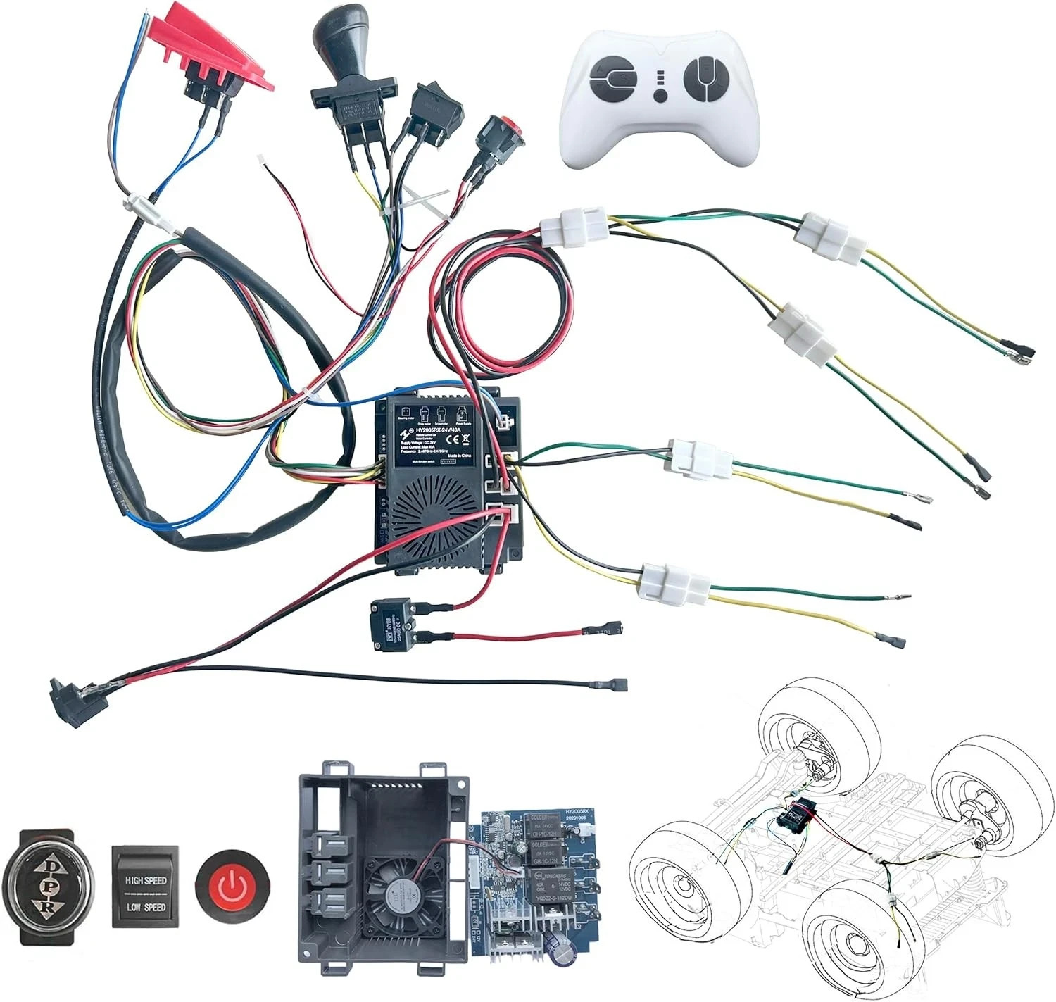 24 Volt DIY Wires Harness Conversion Kit for Kid’s Ride On Toys Car,2.4G Set …