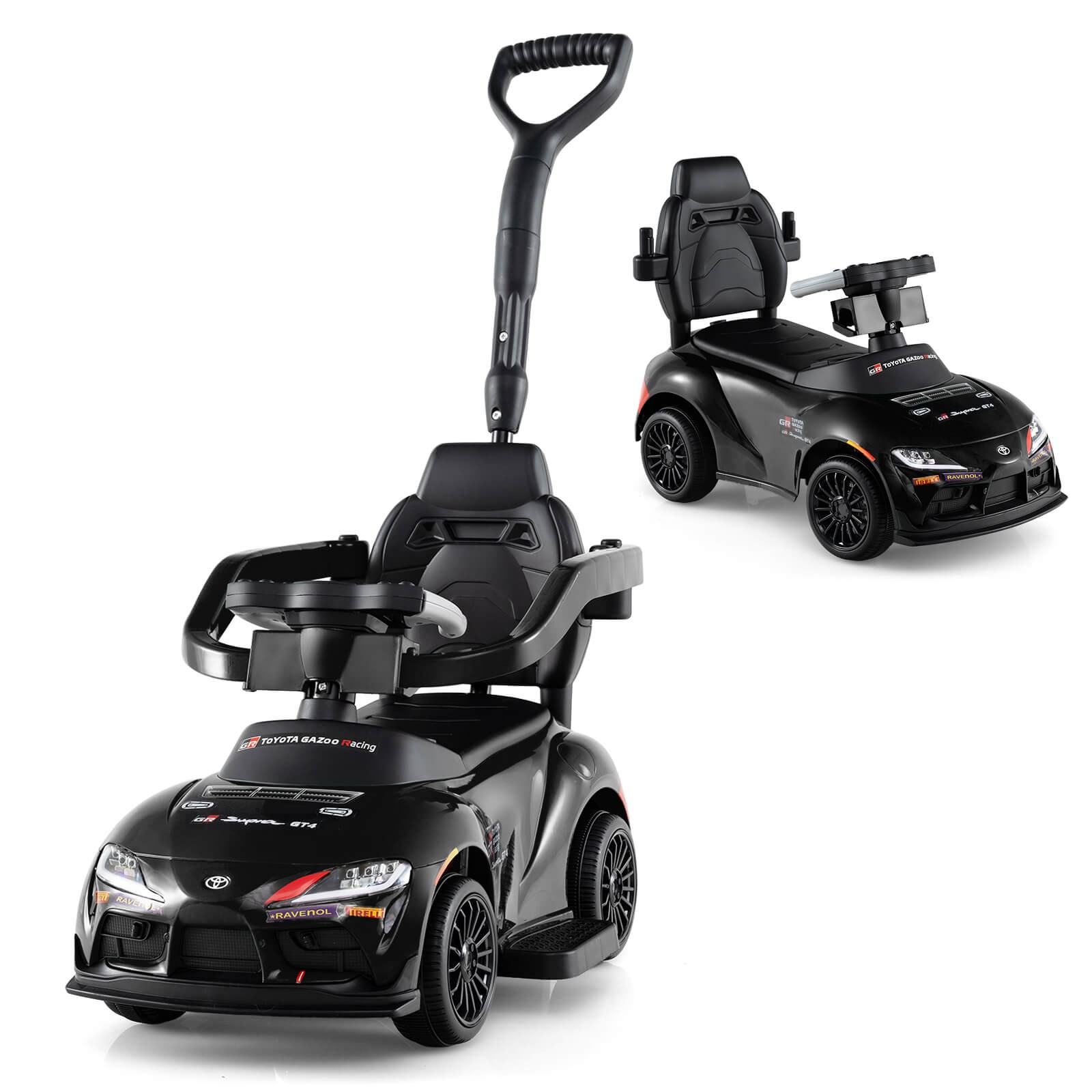 Toyota Licensed Ride on Push Car w/Parent-Control Handle Music Safety Guardrail