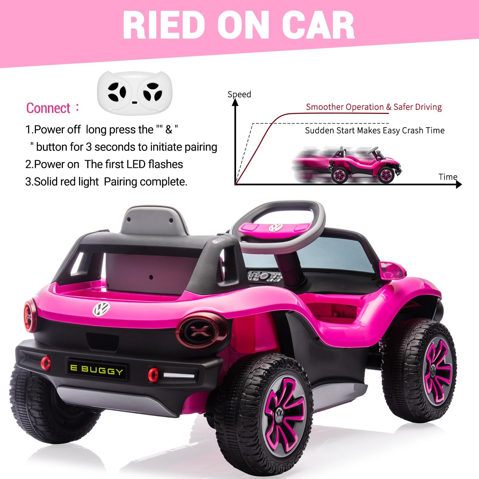 12V 7AH Ride On Car Toddler Electric Vehicle with Remote,Light, USB, Horn, Music