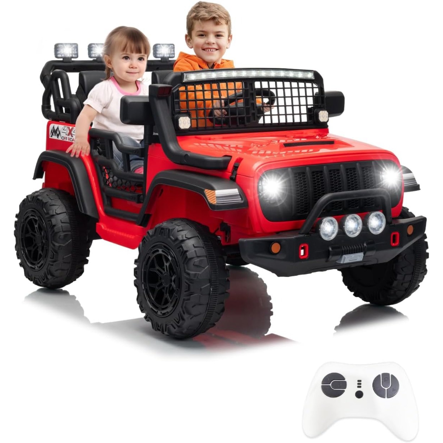24V Kids Ride On Truck 2-Seater, Remote Control, 200W Motors, LED, Music, USB
