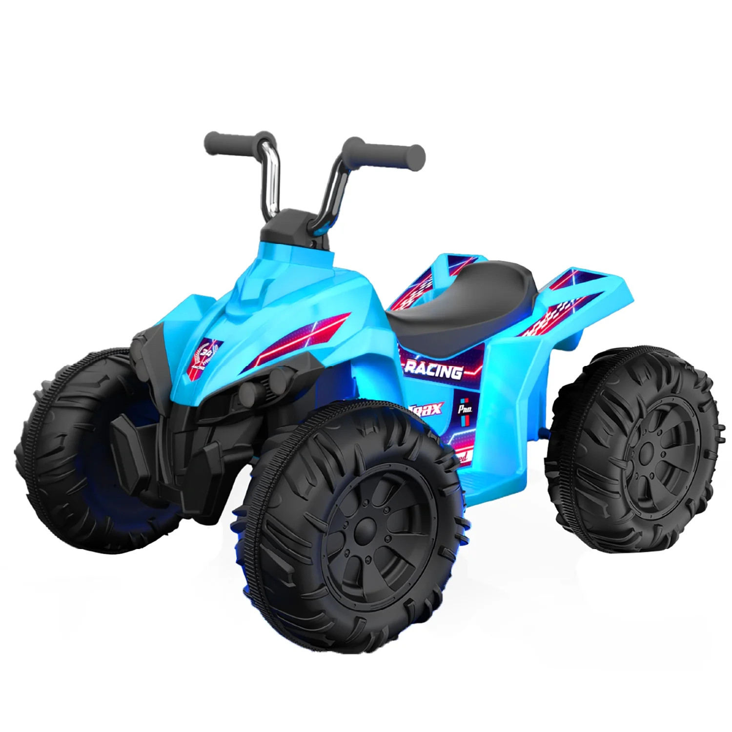 Kids Ride On Toy ATV Quad Bike Glow LED Lights 12V Battery Powered Blue