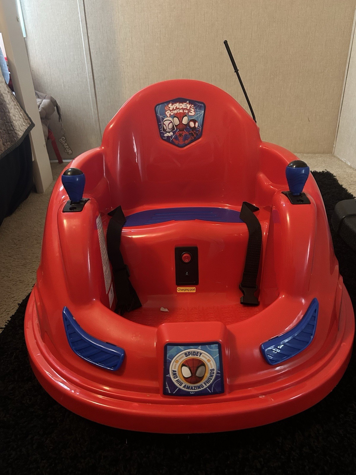 Marvel Spider Man Battery-Powered Bumper Car Ride-On, Ages 18-48 Months, Red