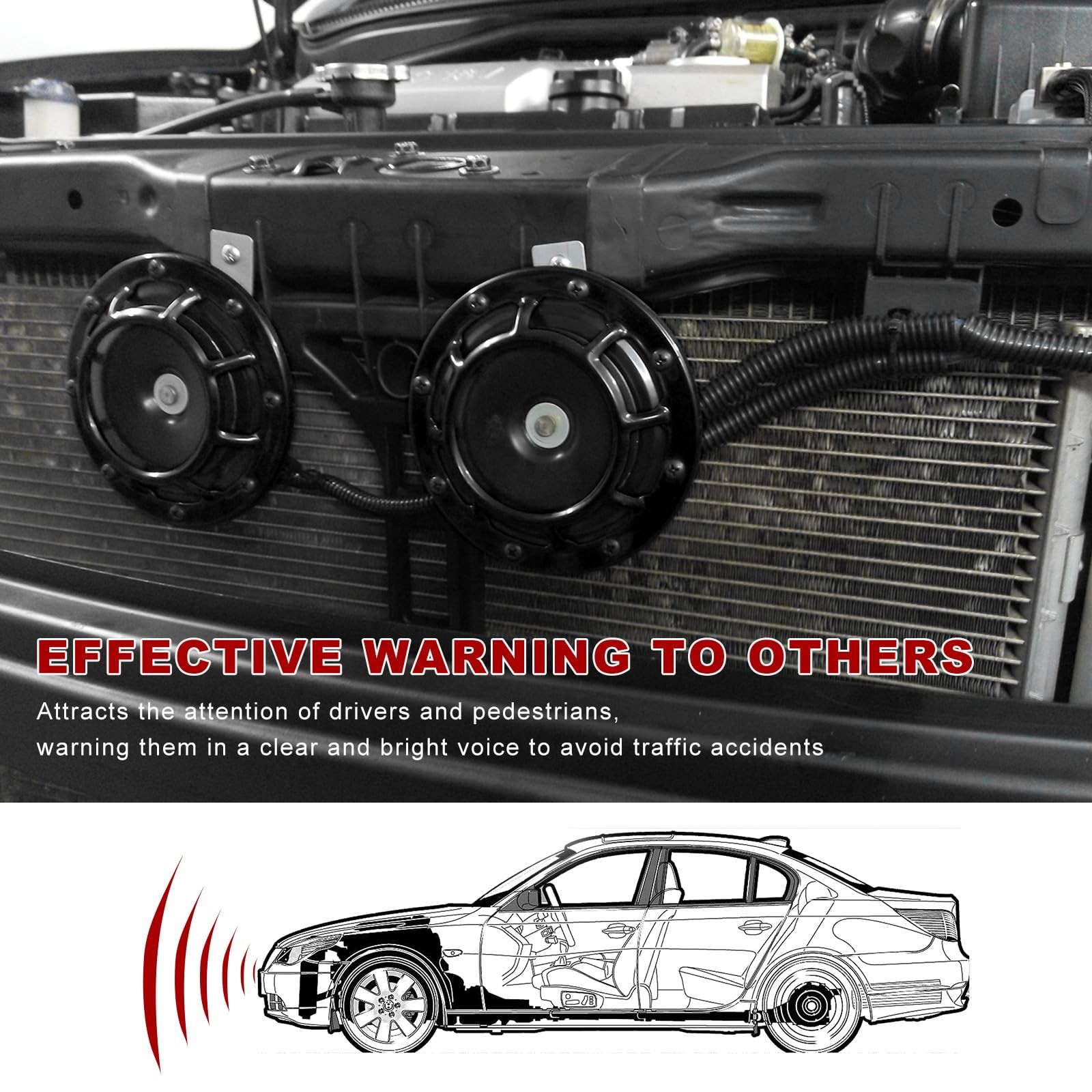 BWBWND 2 PCS Super Tone Car Horn Kit, 12V High Tone and Low Tone Twin Horn Ki…